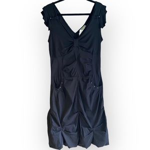 NWT Dolcezza Stretch Sleeveless Black Midi Dress Size Large